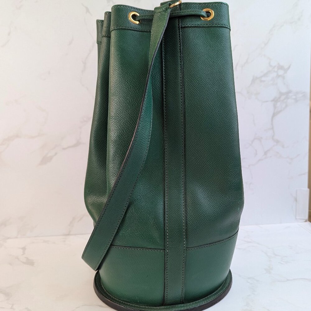 Hermes Vintage Standy Bucket Bag Green Vert Clair Courchevel Leather RARE - Picture 4 of 16